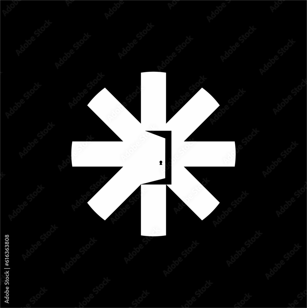 Cross illustration logo design with open door. Cross illustration logo design with open door.