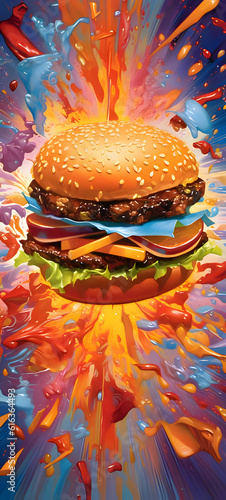 Illustration in the old style hamburger-expression.