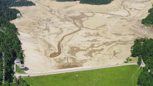 Aerial view of dry lakebed of Lokvarsko Lake in Gorski kotar, Croatia photo