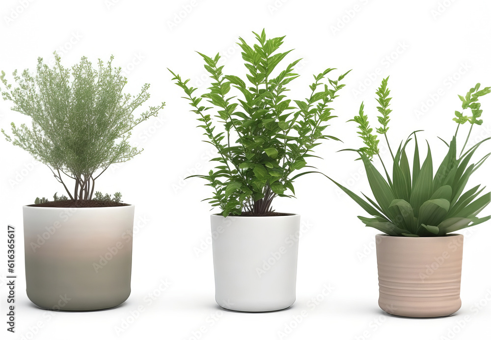 Beautiful plants in ceramic pots arranged in a collection, isolated on a clear background. Beautiful plants in ceramic pots arranged in a collection, isolated on a clear background.
