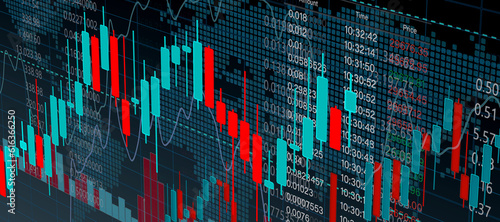 kerzendiagramm an der börse, aufstiegs- und falldiagramm für finanzinvestitionen, stock chart, aktien markt, trading diagramm, wachstumslinie, digitaler börsenhandel