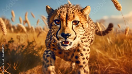 Cheetah Sprinting through the African Savannah  Graceful Velocity