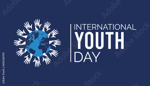 International youth day is observed every year in August 12. banner, Holiday, poster, card and background design.