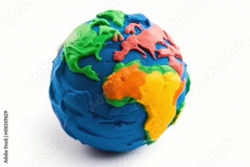 Planet earth plasticine map. Generate Ai