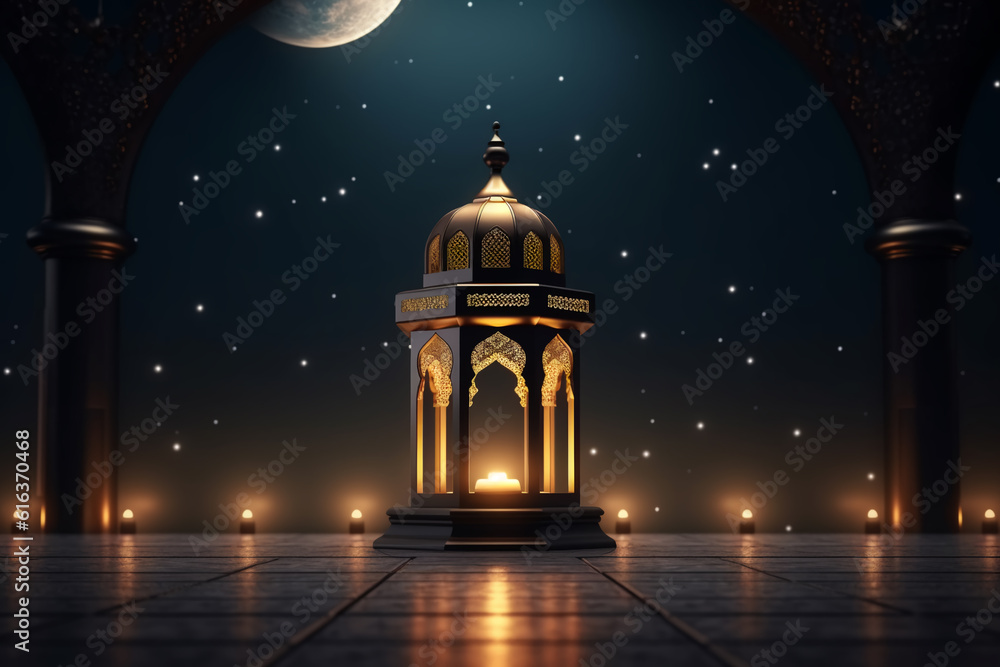 Lantern with night light background for the Muslim feast of the holy month of Ramadan Kareem Lantern with night light background for the Muslim feast of the holy month of Ramadan Kareem