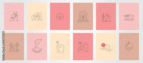 nature house vector logo set illustration, natural home icon symbol illustration design, real estate collection logo design