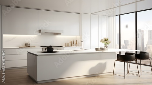 Modern kitchen  white design  Generative AI 