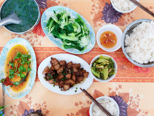 Lunch table for two in Thanh Hoa, Vietnam