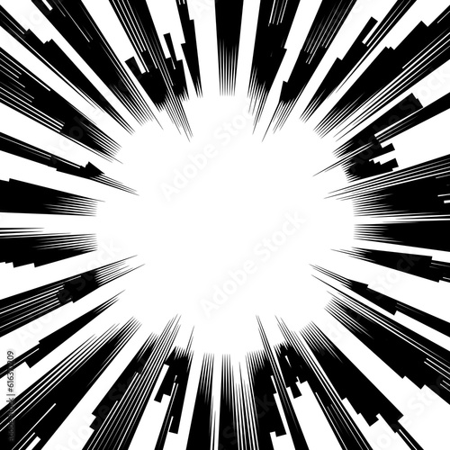 Comic radial speed lines background. black and white abstract background