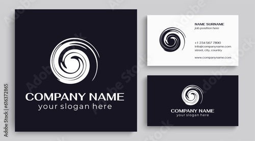 Round spiral logo. Swirling elegant waves of fabric. Template for creating a unique luxury design, logo, fashion, studio, boutique, spa center. Vector