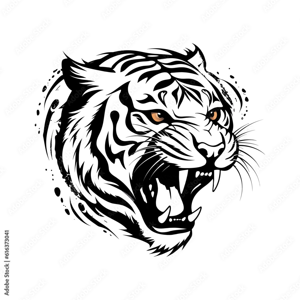 Angry tiger Roaring vector art, tiger, isolated in white background, vector illustration Angry tiger Roaring vector art, tiger, isolated in white background, vector illustration