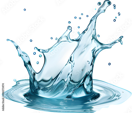 water liquid splash isolated on white background includes clipping path, transparent background (PNG). Generative AI.