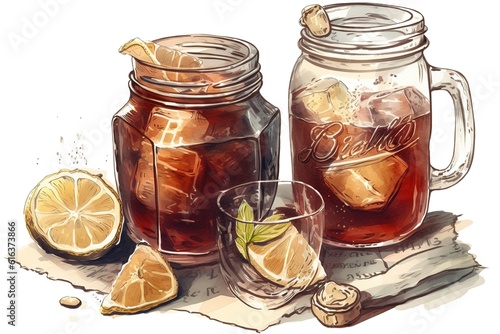 sweet tea isolated on white background. Generated by AI