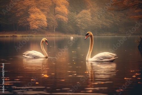 Serene Swan Lake Tranquil Waterbird Sanctuary