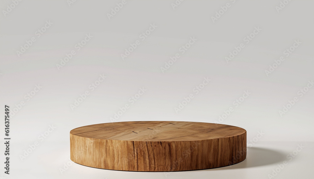 Round wooden saw cut cylinder shape for product presentation on a white background. eco style and minimalism. Wooden slice Round wooden saw cut cylinder shape for product presentation on a white background. eco style and minimalism. Wooden slice