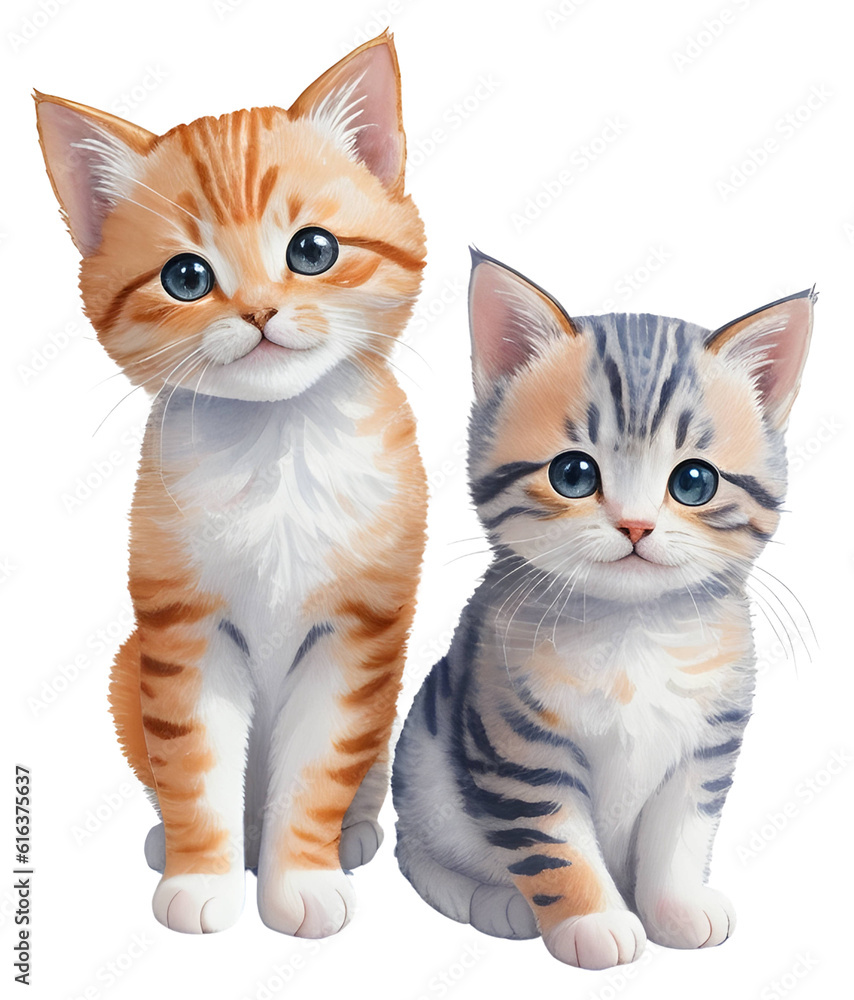 two kittens isolated on white, AI generative two kittens isolated on white, AI generative