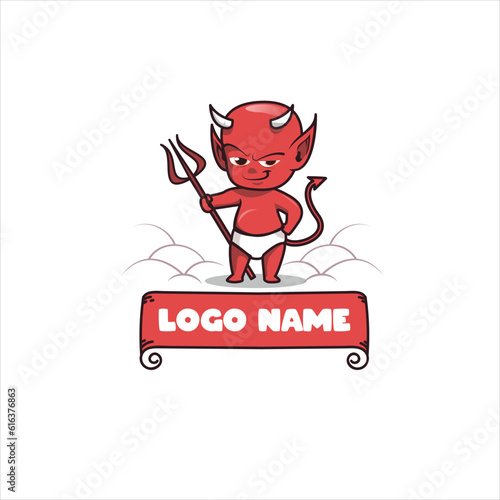 Baby devil logo, devil, cartoon, icon, illustration, cute, baby, character