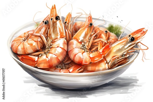 shrimp scampi isolated on white background. Generated by AI. photo
