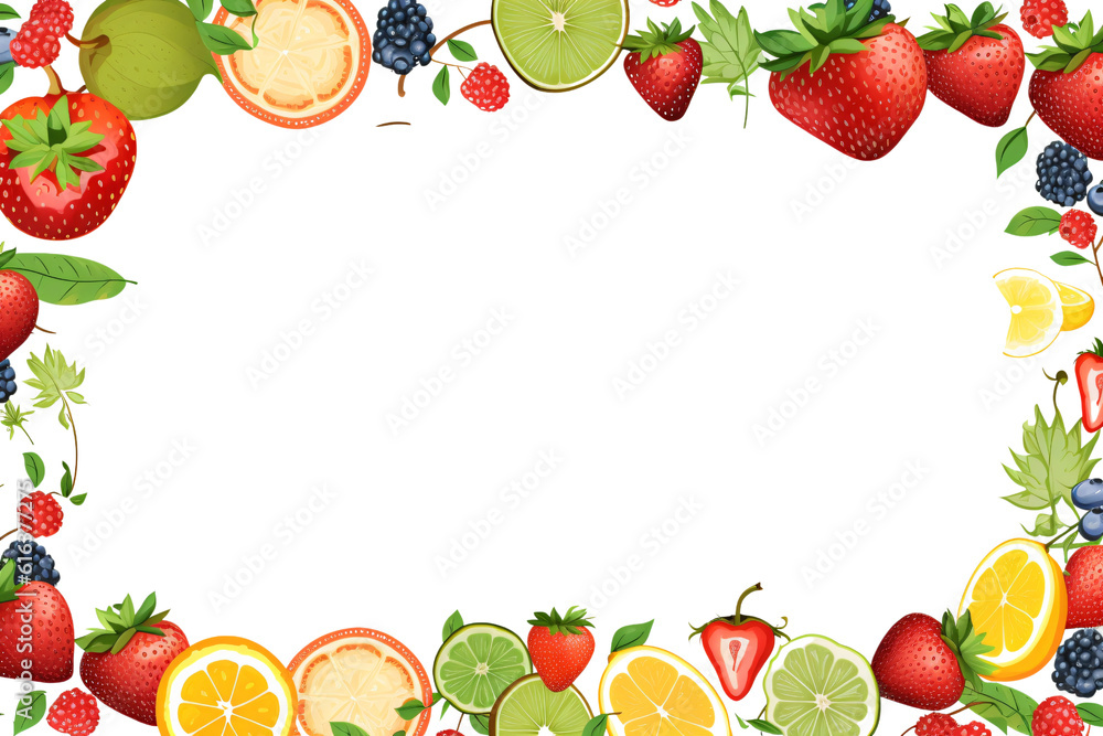 Frame of summer fruits based on generative AI Frame of summer fruits based on generative AI