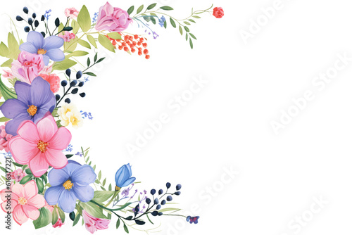 Wallpaper Mural Frame of summer flowers based on generative AI Torontodigital.ca