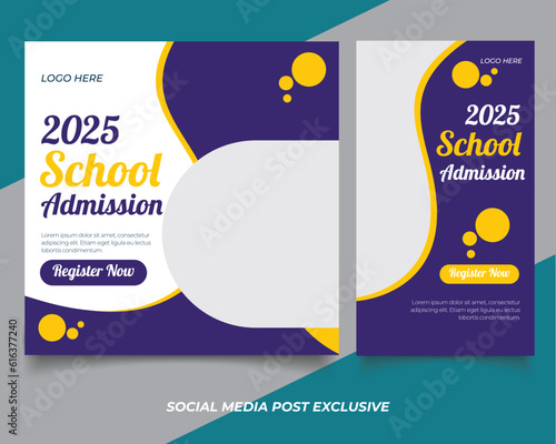 School education admission social media post and web banner template