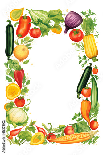 Frame of summer vegetables based on generative AI