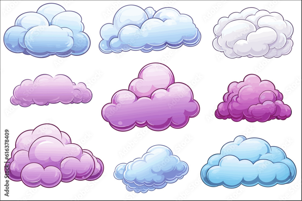 Obraz premium Set Of Cloud in cartoon style 