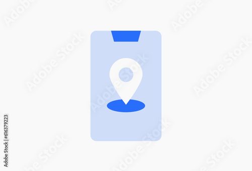 Geometric navigation app illustration in flat style design. Vector illustration and icon. 