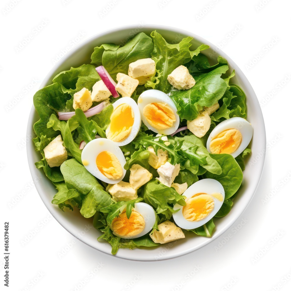 Egg salad on a white background.Generative AI Egg salad on a white background.Generative AI