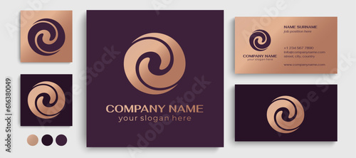 Logo spiral abstract 2 double partnership icon. Curly elegant waves. Template for creating a unique luxury design, logo