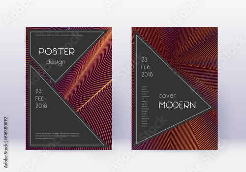 Black cover design template set. Orange abstract l