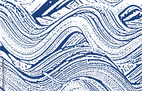 Grunge texture. Distress indigo rough trace. Ecsta