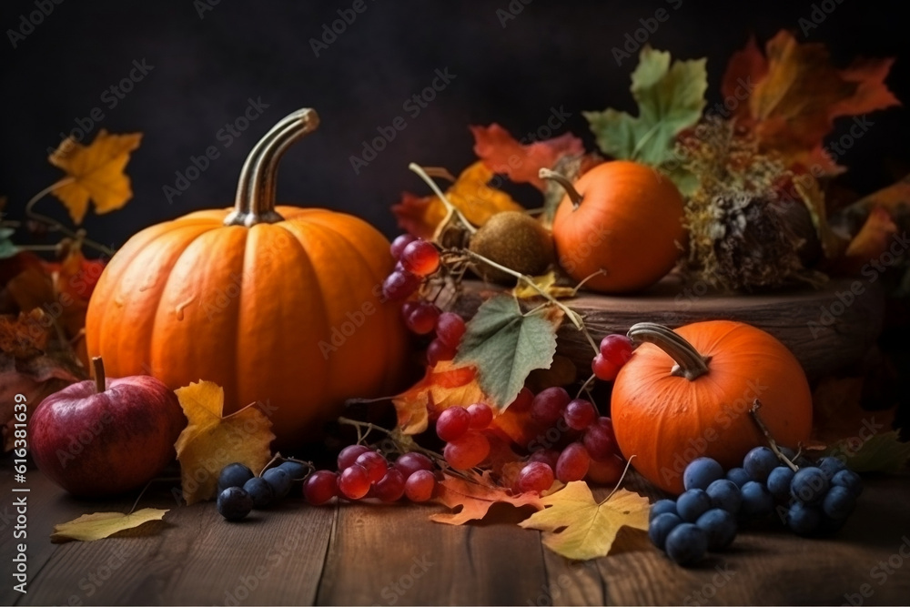 Autumn Composition. Pumpkins for Thanksgiving and Halloween Autumn Composition. Pumpkins for Thanksgiving and Halloween
