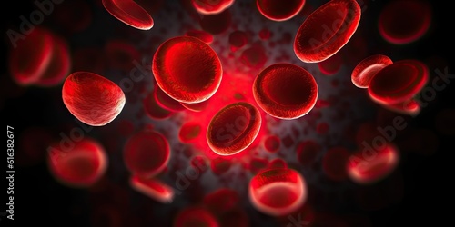 Microscopic View. Closeup of blood cells with dark background Generative AI illustrations