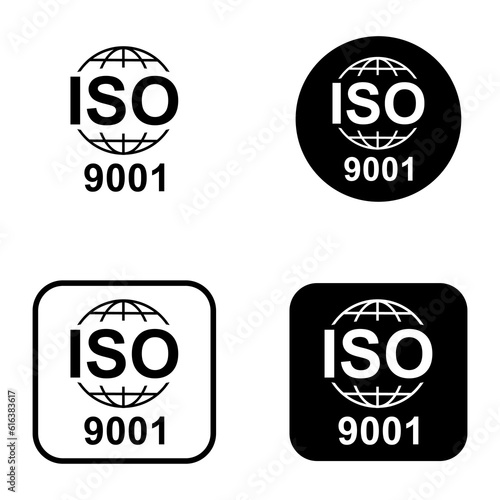 Set of Iso 9001 icon. Standard quality symbol. Vector button sign isolated on white background