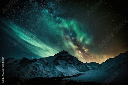 mesmerizing aurora borealis display in a starry night sky. Generative AI © AkuAku