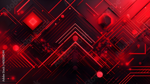 abstract geometric neon red background ,generative ai