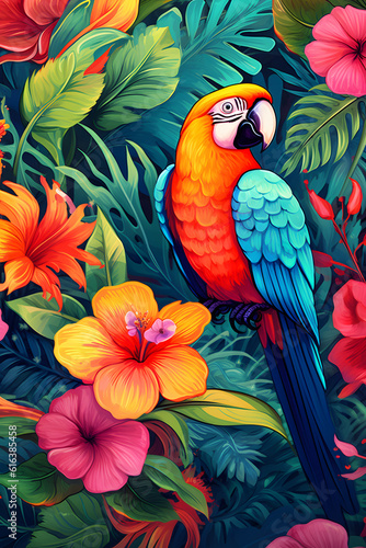 paint of parrot on a tree