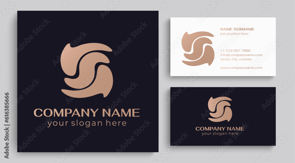 Fototapeta premium Wave logo. Abstract universal logo for business. Elegant flowing lines. Template for creating a unique luxury design, logo