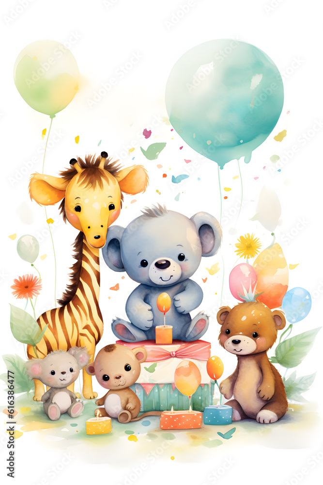 Naklejka premium animals and balloons
