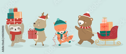 Animal in different activity Design elements for the web, cards and publications.