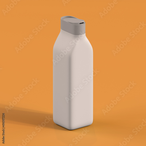 Monochrome Bottle on Orange Background, 3d Rendering