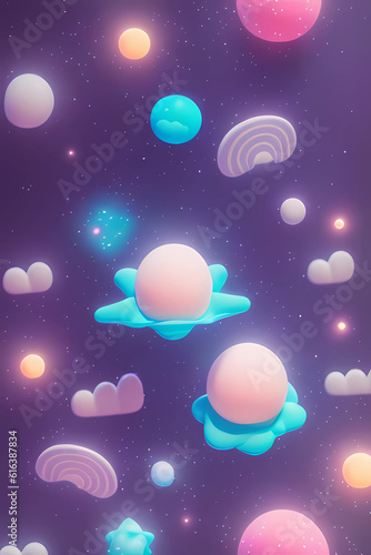 the sun and the moon with stars doodle illustration  AI generative