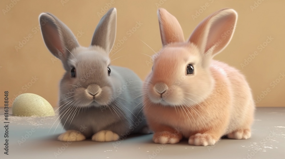 two rabbits on a table. two rabbits on a table.