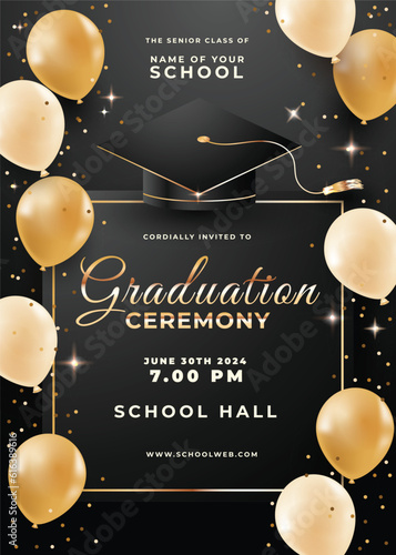 Graduation Ceremony Template in Black and Gold 
