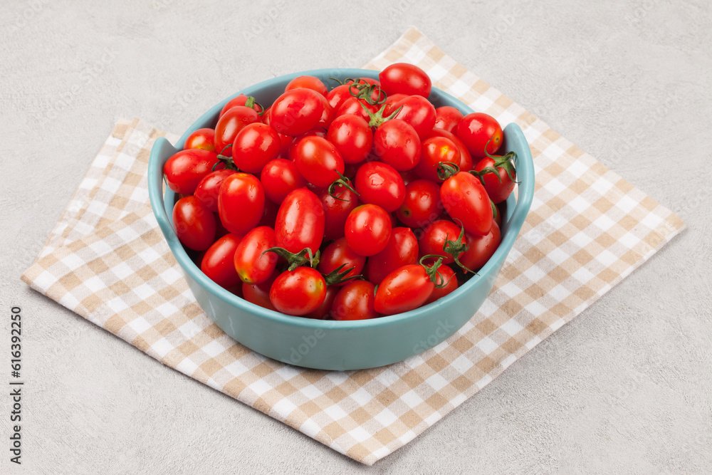 A bell-shaped tomato that is much smaller than a normal tomato.
A bell-shaped tomato that is much smaller than a normal tomato.