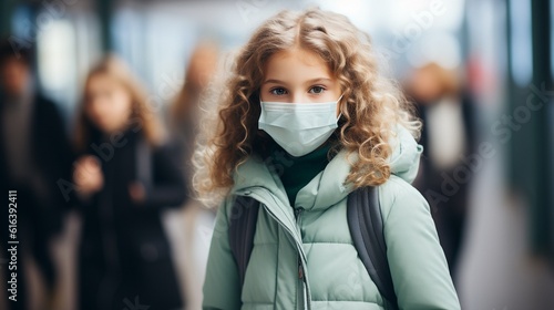 a student wearing a face mask amid the flu and corona virus outbreak,