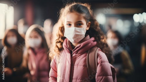 a student wearing a face mask amid the flu and corona virus outbreak,