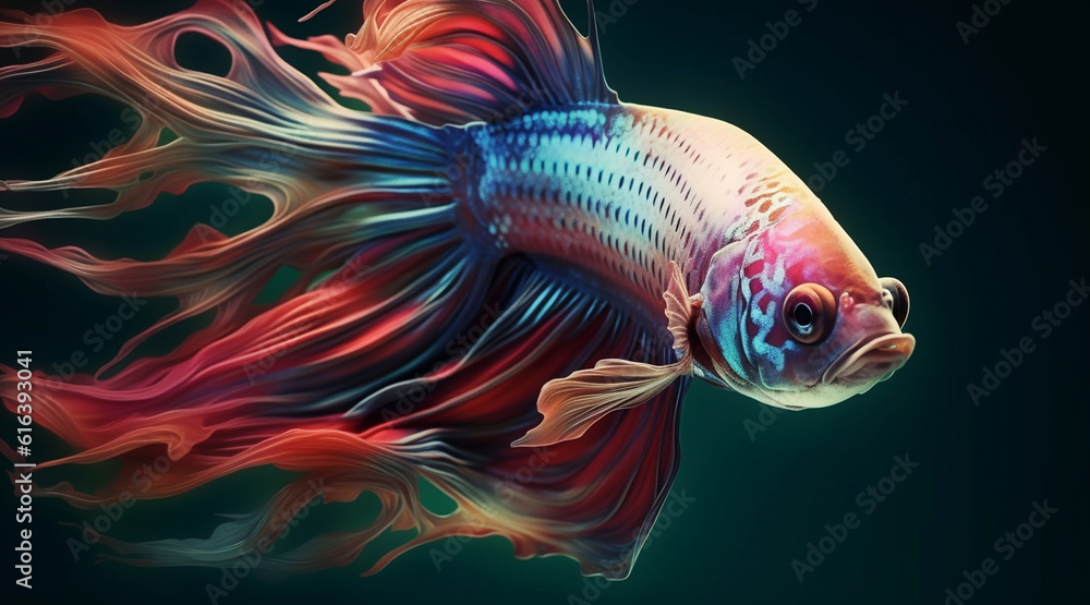 Beauty fantasy fighting fish art. Generative AI