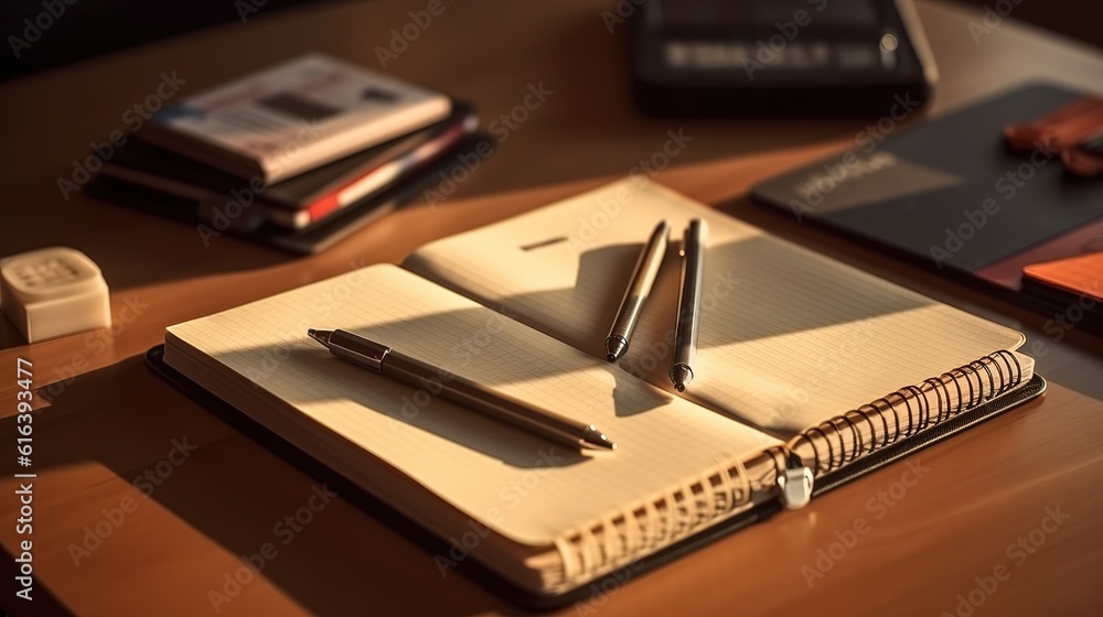 Organized clean desk stationary workspace generative ai Organized clean desk stationary workspace generative ai